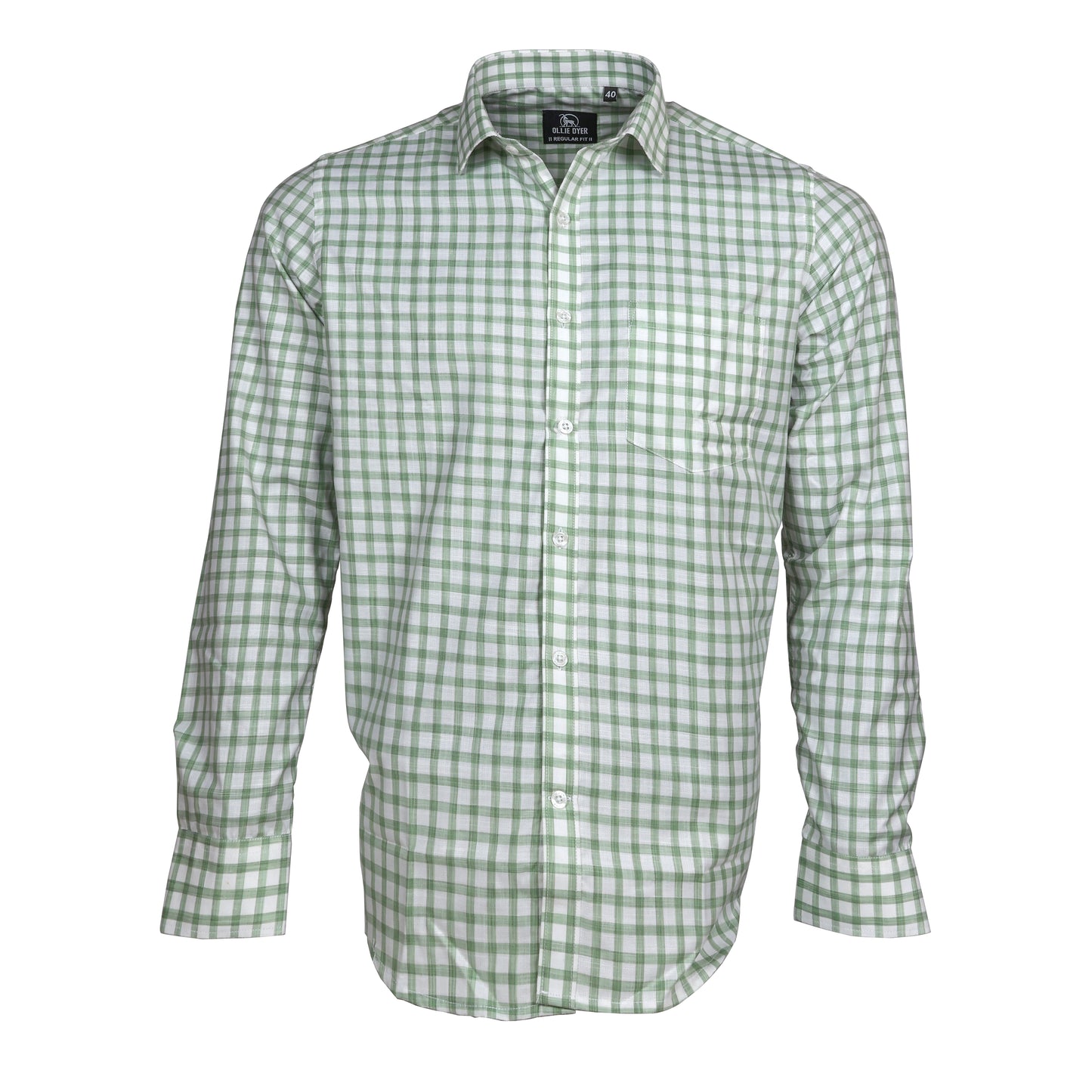 Ollie Dyer Green Checks Regular Fit Shirt