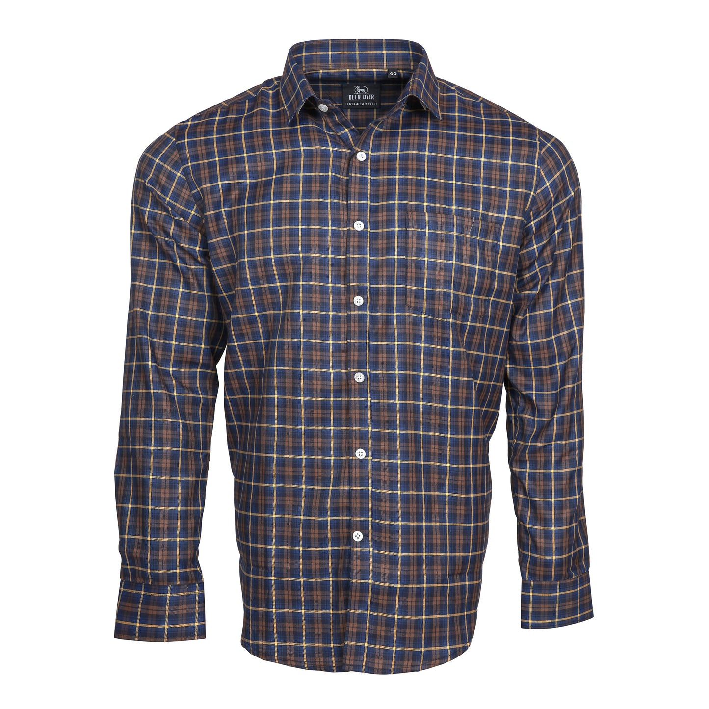 Ollie Dyer Brown Checks Regular Fit Shirt