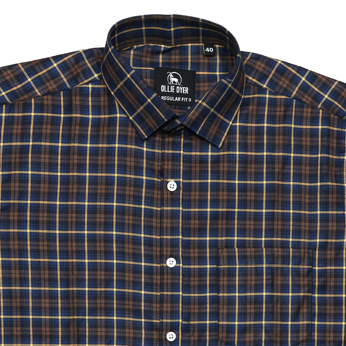 Ollie Dyer Brown Checks Regular Fit Shirt