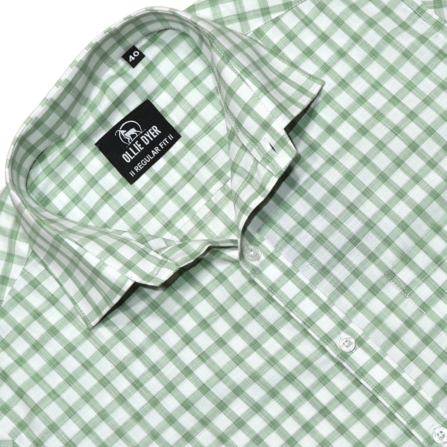 Ollie Dyer Green Checks Regular Fit Shirt