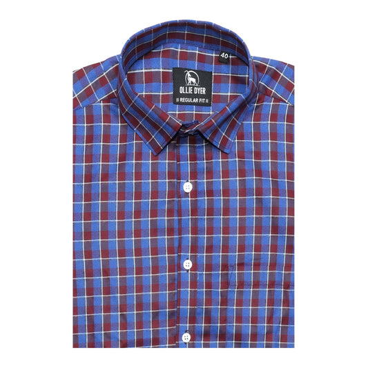 Ollie Dyer Blue Checks Regular Fit Shirt