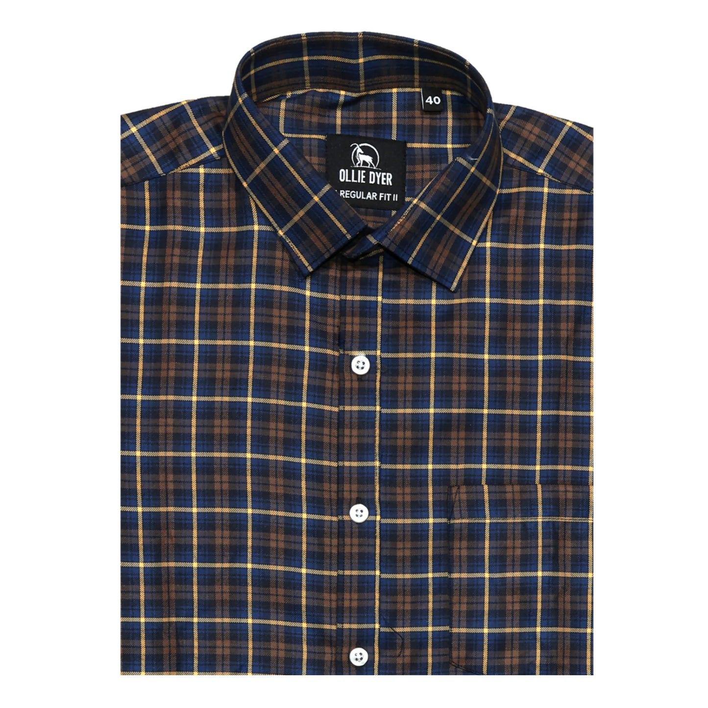 Ollie Dyer Brown Checks Regular Fit Shirt