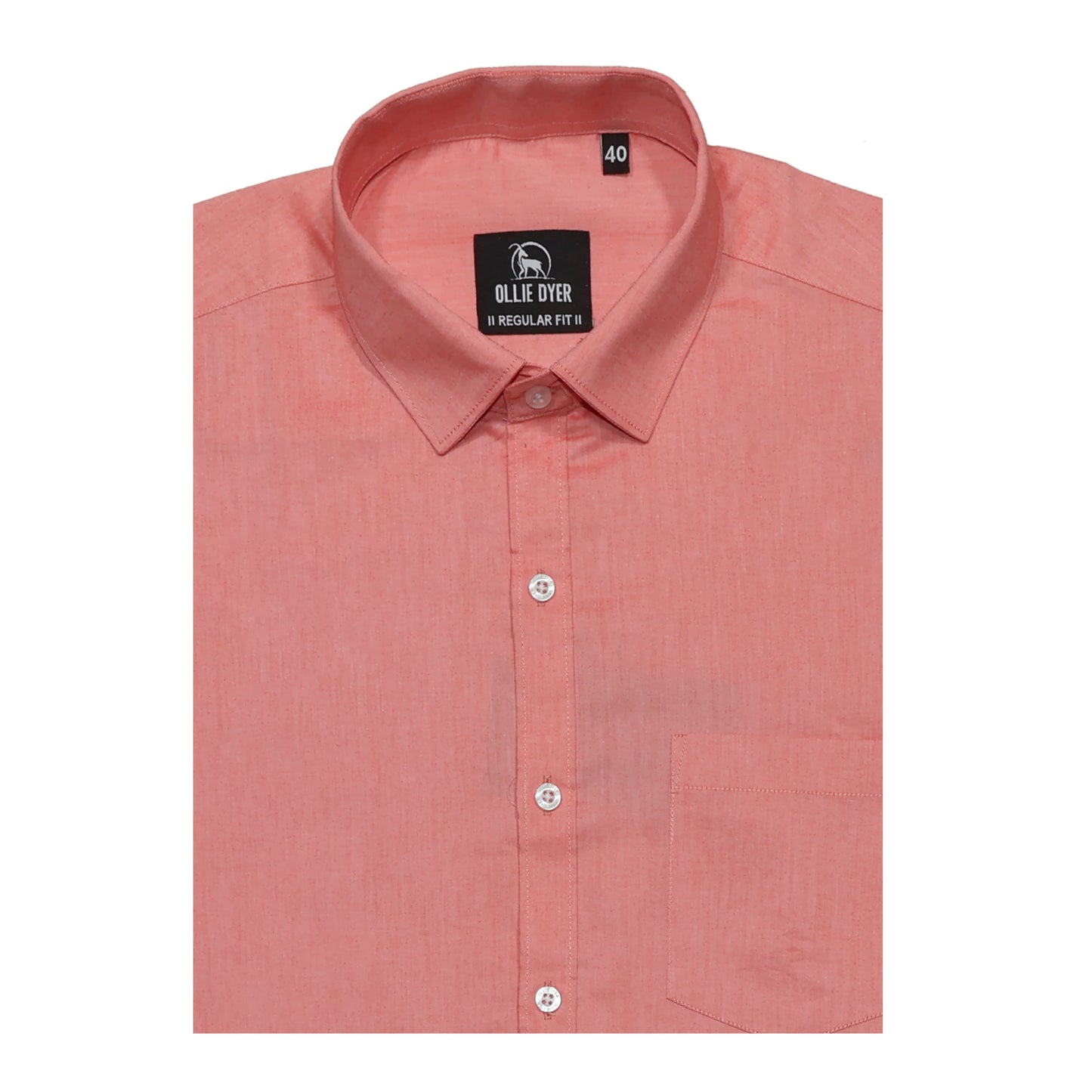 Ollie Dyer 100% Cotton Peach Color Regular Fit Shirt