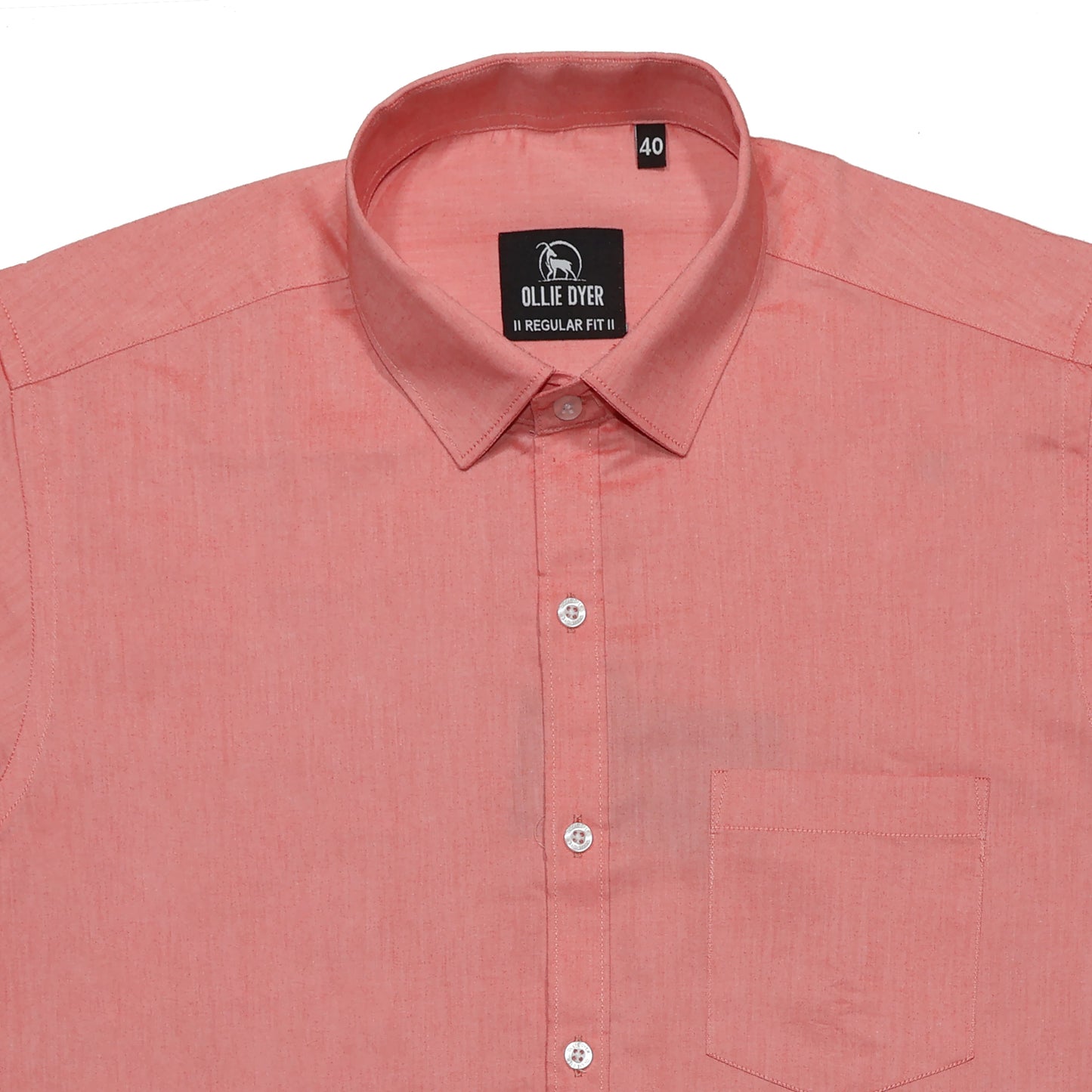 Ollie Dyer 100% Cotton Peach Color Regular Fit Shirt