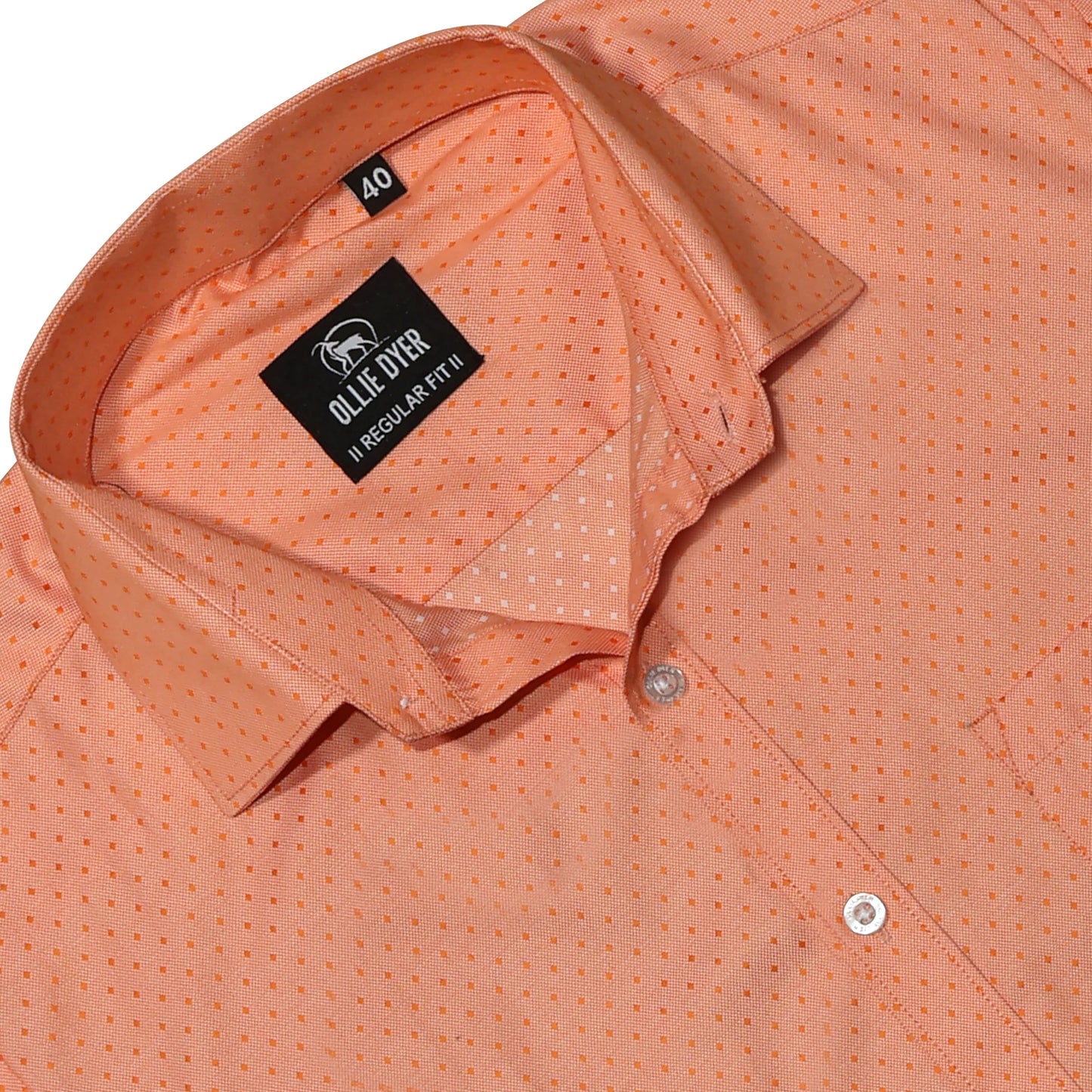 Ollie Dyer Printed Peach Regular Fit Shirt