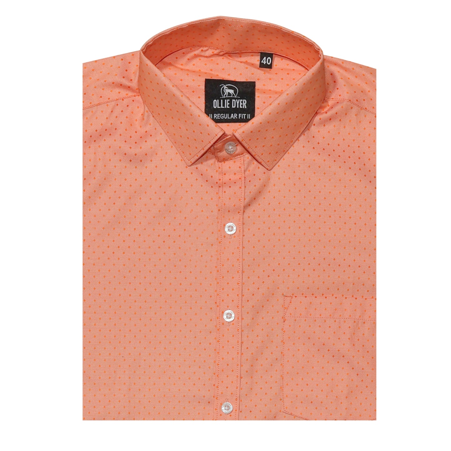 Ollie Dyer Printed Peach Regular Fit Shirt