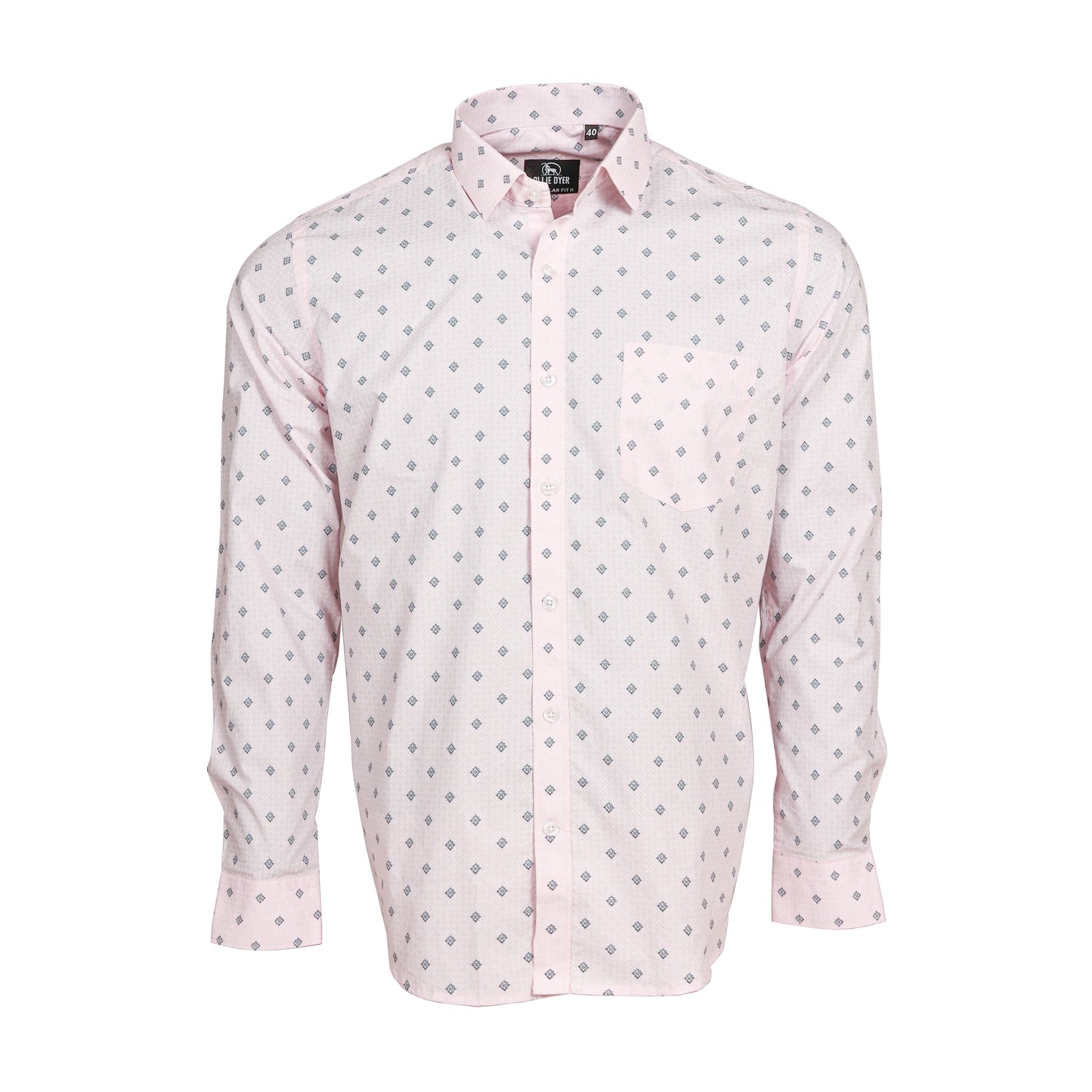 Ollie Dyer Printed Light Pink Regular Fit Shirt