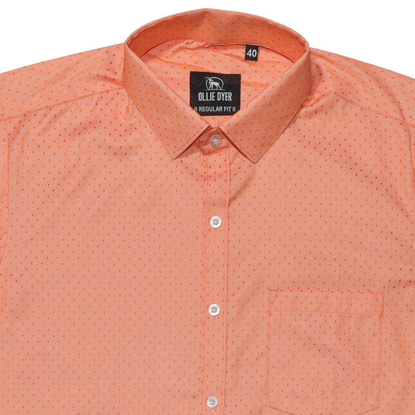 Ollie Dyer Printed Peach Regular Fit Shirt