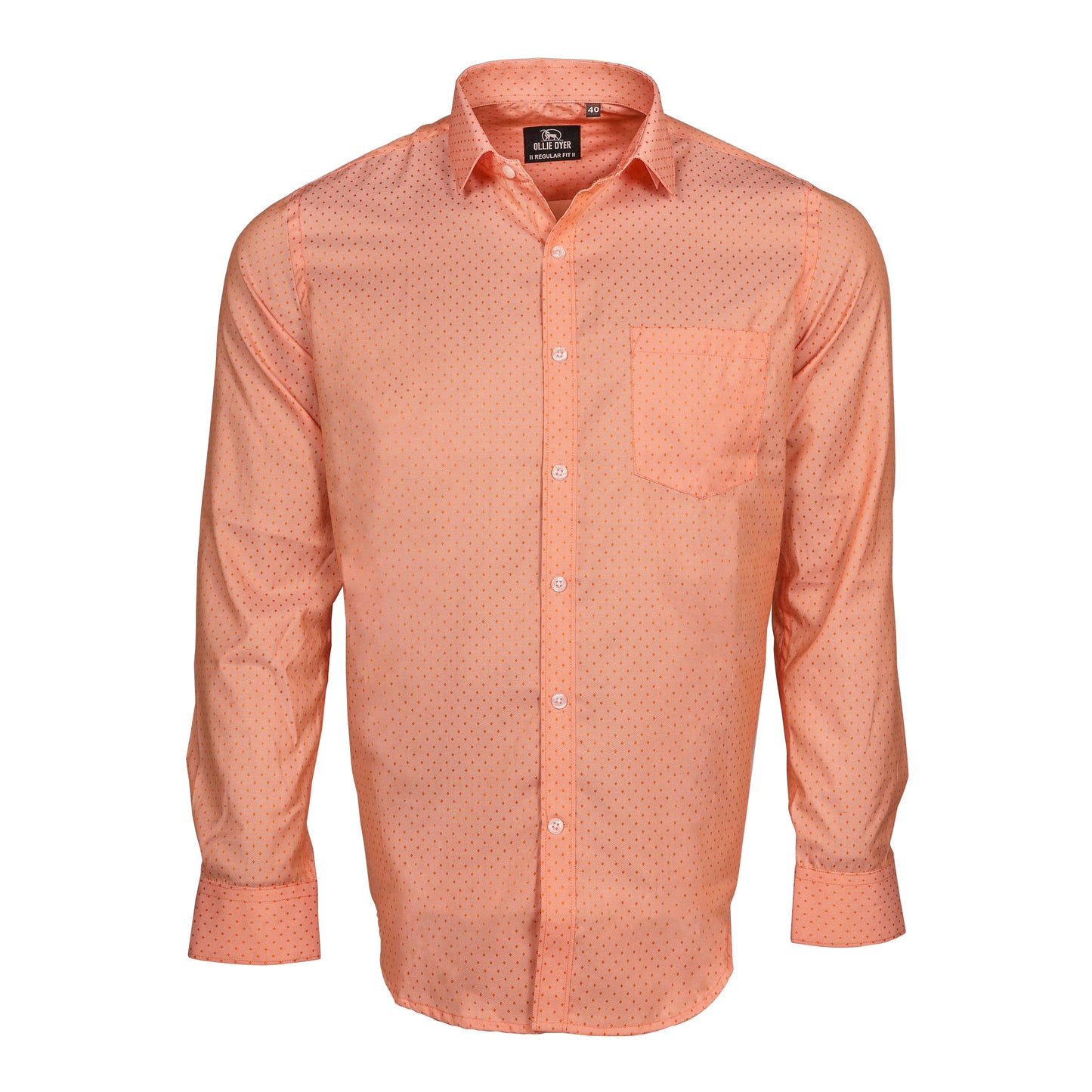 Ollie Dyer Printed Peach Regular Fit Shirt