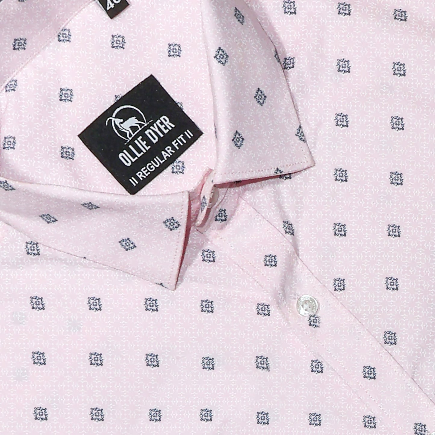 Ollie Dyer Printed Light Pink Regular Fit Shirt