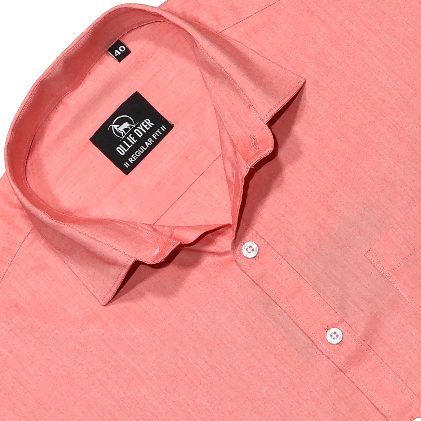 Ollie Dyer 100% Cotton Peach Color Regular Fit Shirt